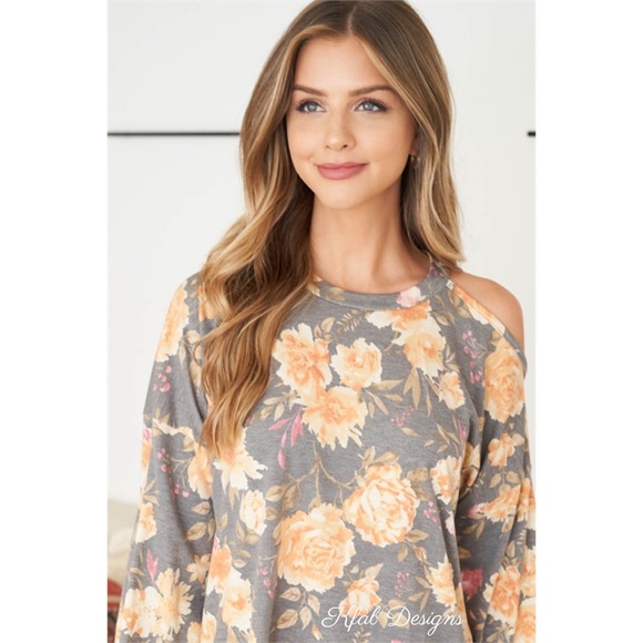 ❤️LAST! So Soft Floral One Cold Shoulder Sleeve Top - Picture 4 of 7